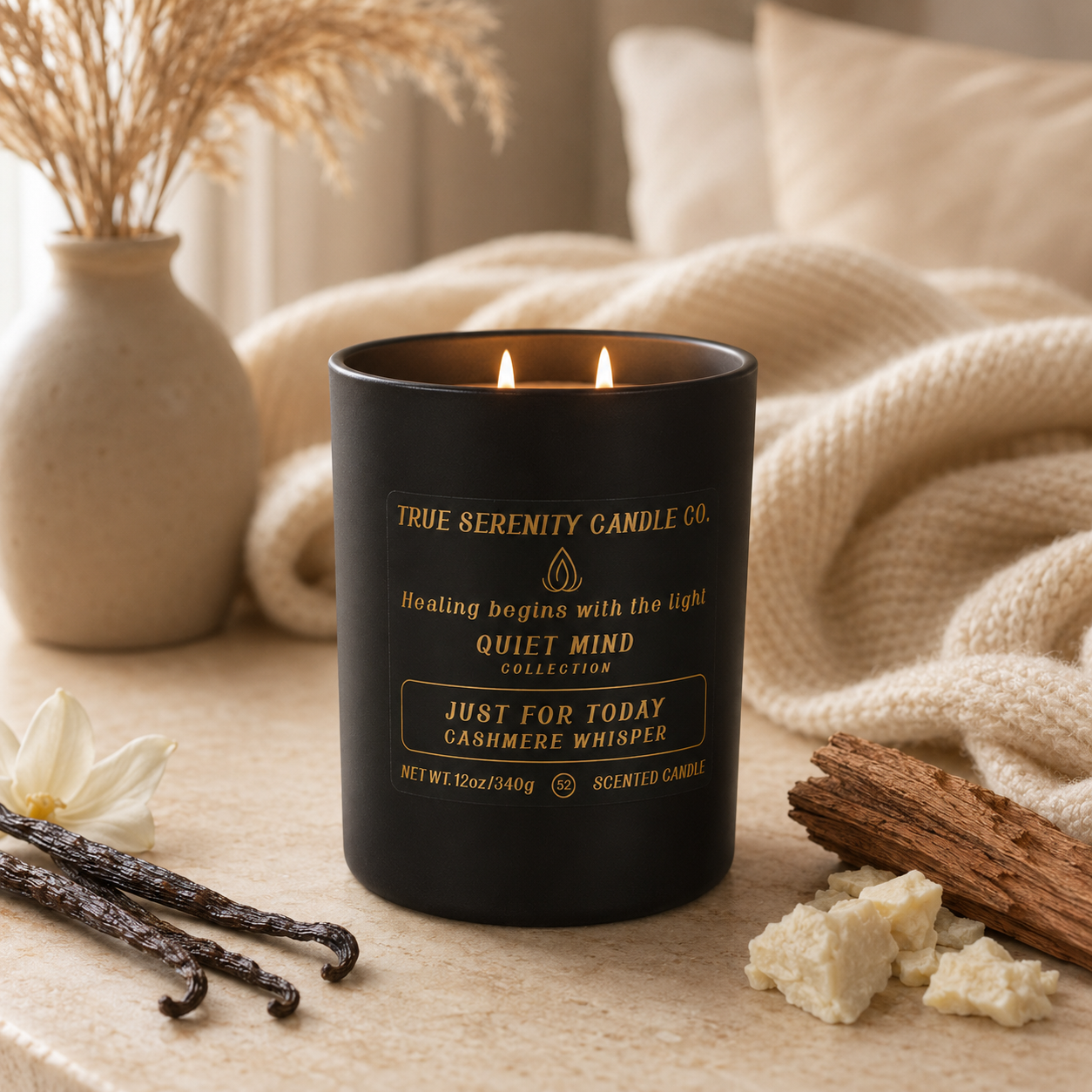 Just for Today Cashmere Whisper 12 oz two-wick recovery candle