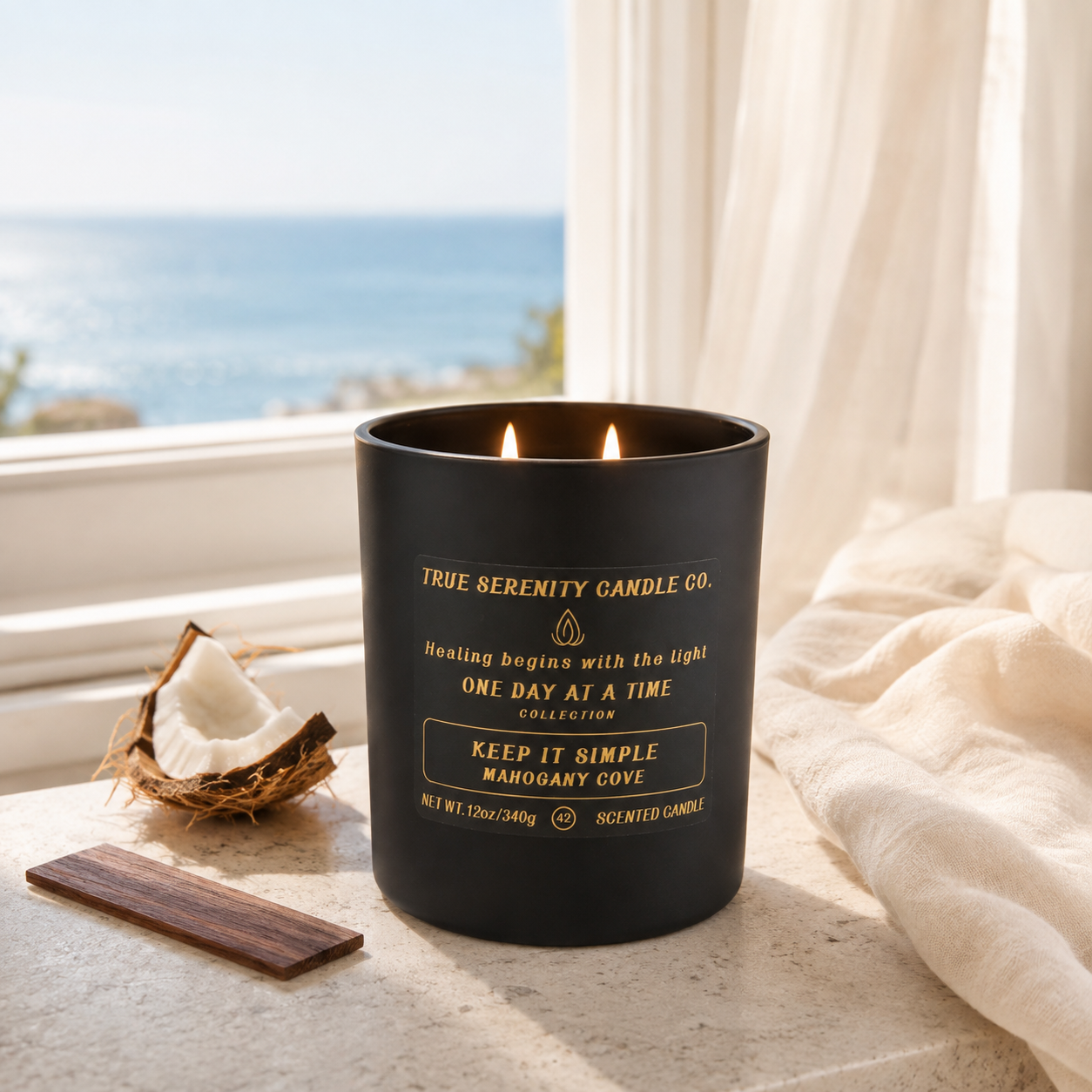 Keep It Simple Mahogany Cove 12 oz two-wick recovery candle