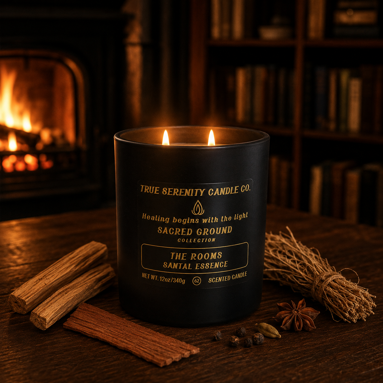 The Rooms Santal Essence 12 oz two-wick recovery candle